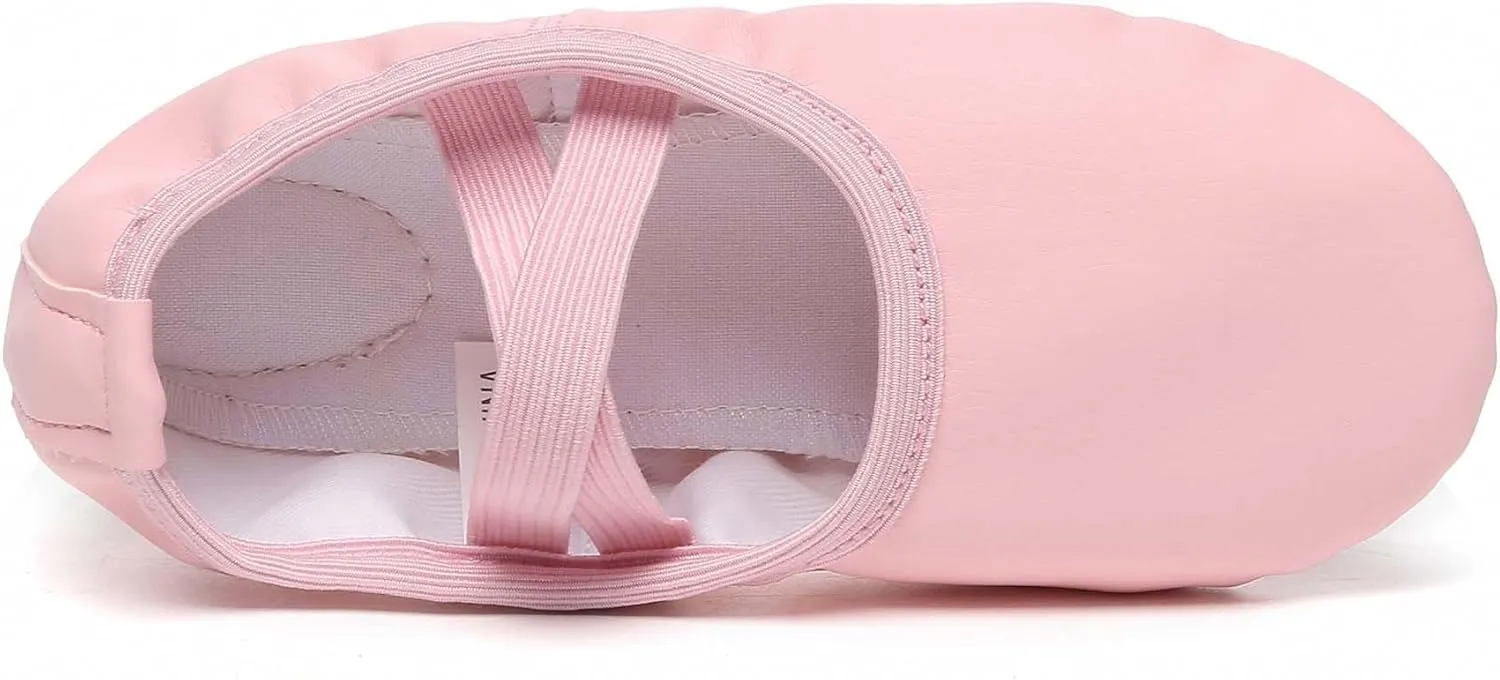 Danzcue Ballet Shoes for Women Soft Canvas/PU Leather Adult Dance Slippers, Ideal Ballet Flats for Women