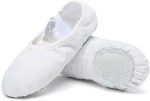 Danzcue Ballet Shoes for Women Soft Canvas/PU Leather Adult Dance Slippers, Ideal Ballet Flats for Women