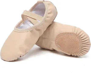 Danzcue Ballet Shoes for Women Soft Canvas/PU Leather Adult Dance Slippers, Ideal Ballet Flats for Women