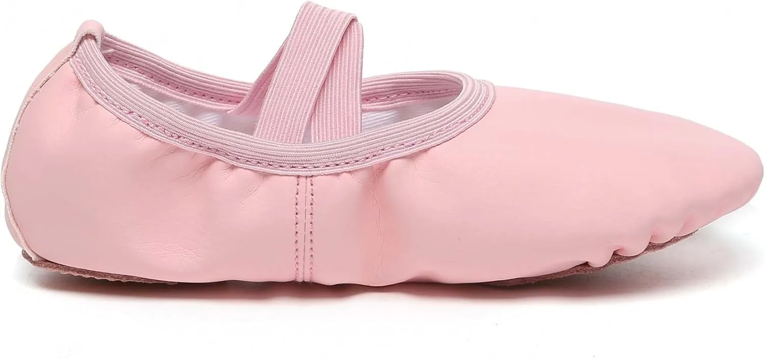 Danzcue Ballet Shoes for Women Soft Canvas/PU Leather Adult Dance Slippers, Ideal Ballet Flats for Women