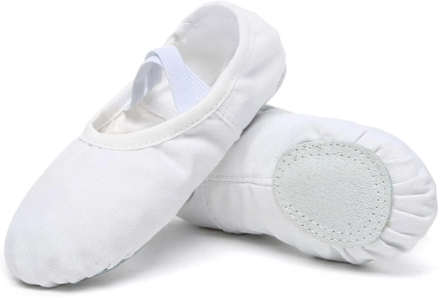 Danzcue Ballet Shoes for Women Soft Canvas/PU Leather Adult Dance Slippers, Ideal Ballet Flats for Women