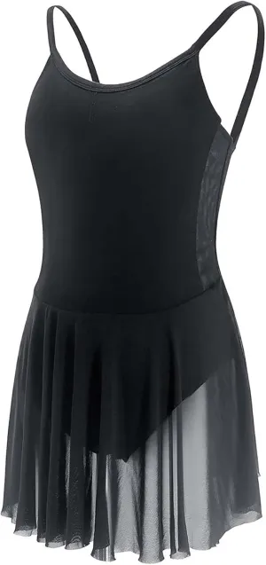 Daydance 3/4 Sleeve Black Leotards for Women, Skirted Ballet Dress Adult Dance Attire