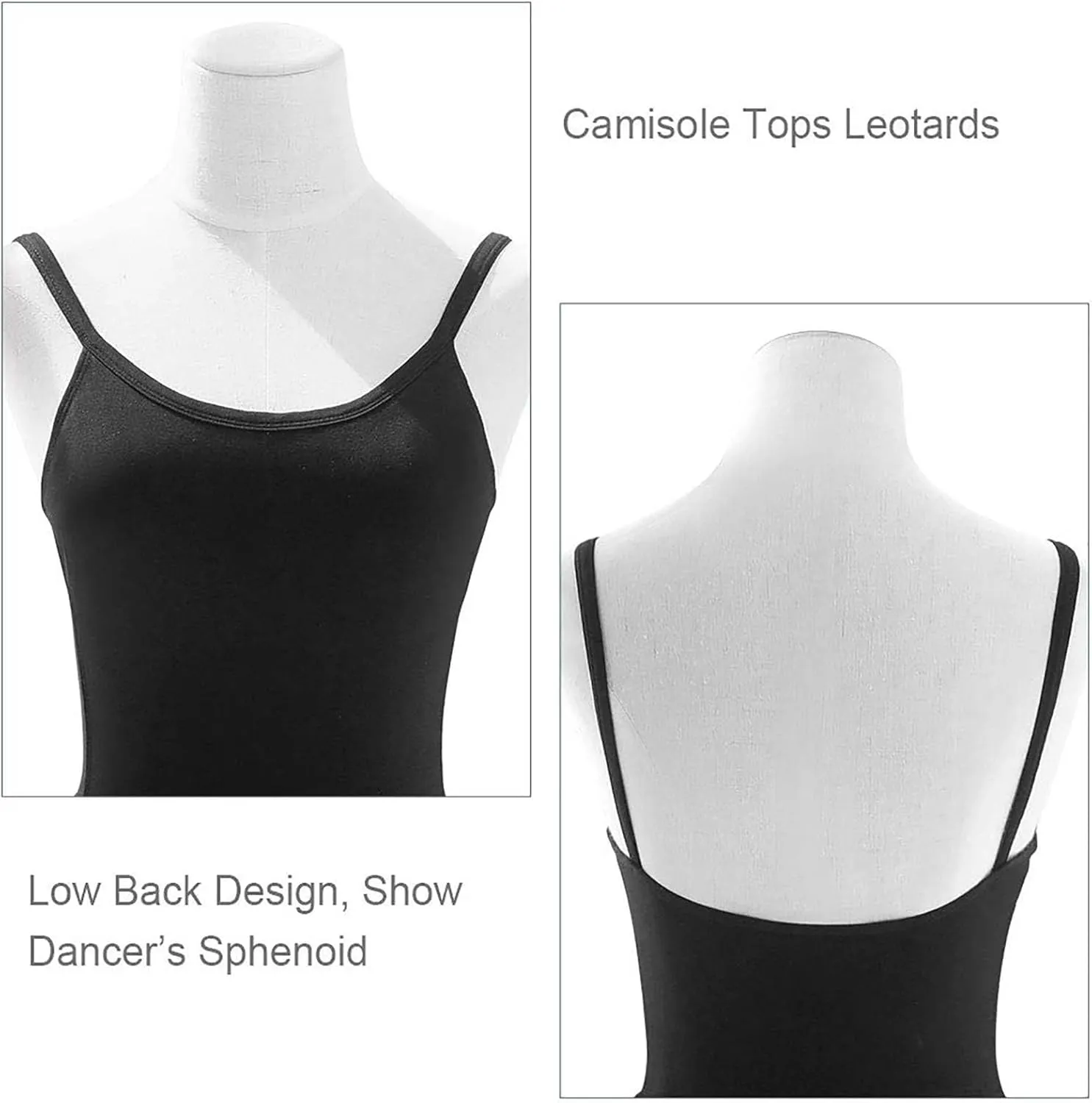Daydance 3/4 Sleeve Black Leotards for Women, Skirted Ballet Dress Adult Dance Attire