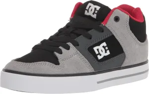 DC Men's Pure MID Casual Skate Shoe, Black/Grey/RED, 14