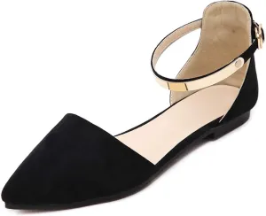 Dear Time Women Ankle Strap Flat Sandal Shoes Summer Pointy Toe Ballet Flats