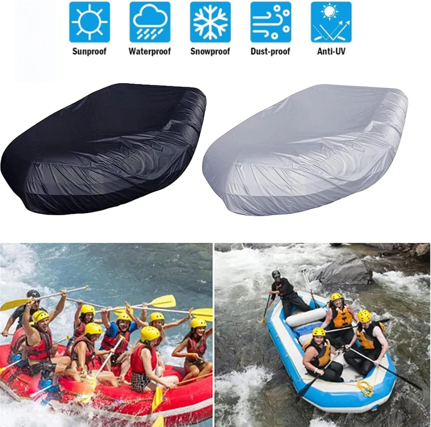 Dinghy Boat Cover 7 Sizes Dinghy Cover UV Resistant Boat Tarp for Inflatable Boat and Dinghy,330 * 165 * 46cm
