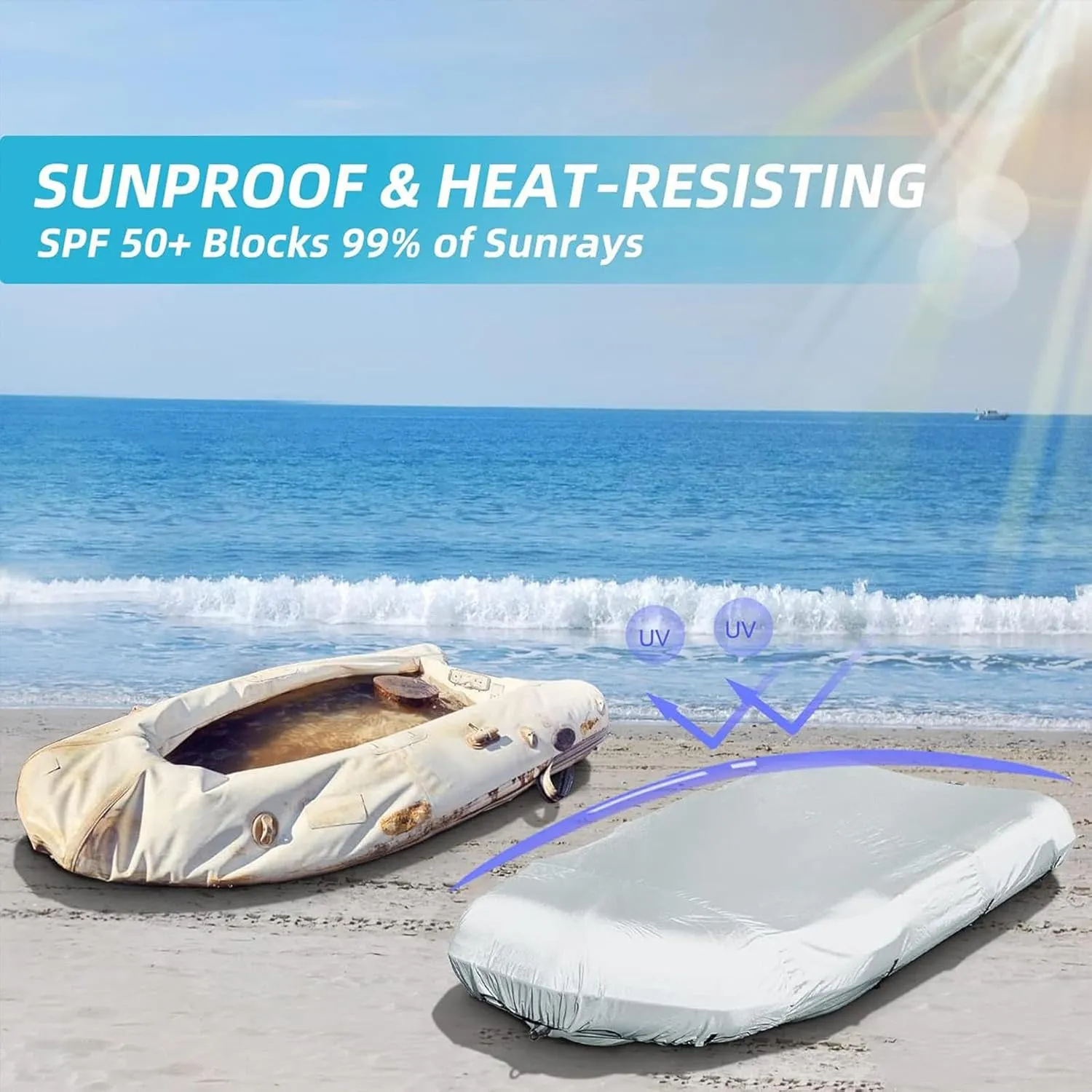 Dinghy Boat Cover 7 Sizes Dinghy Cover UV Resistant Boat Tarp for Inflatable Boat and Dinghy,330 * 165 * 46cm