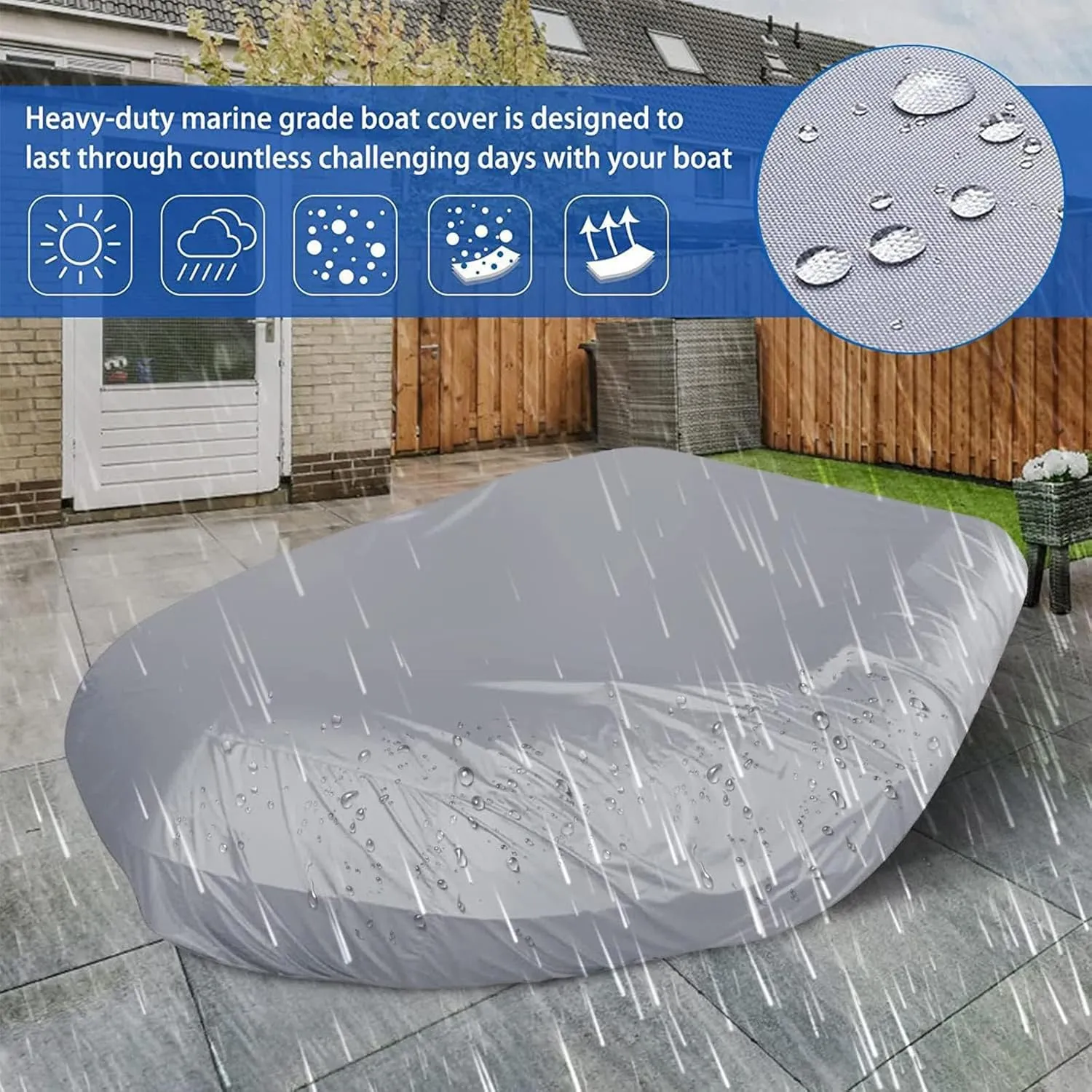 Dinghy Covers 7 Sizes Boat Tarp UV Resistant Heavy Duty Boat Cover for Inflatable Boat and Dinghy,520 * 210 * 46cm