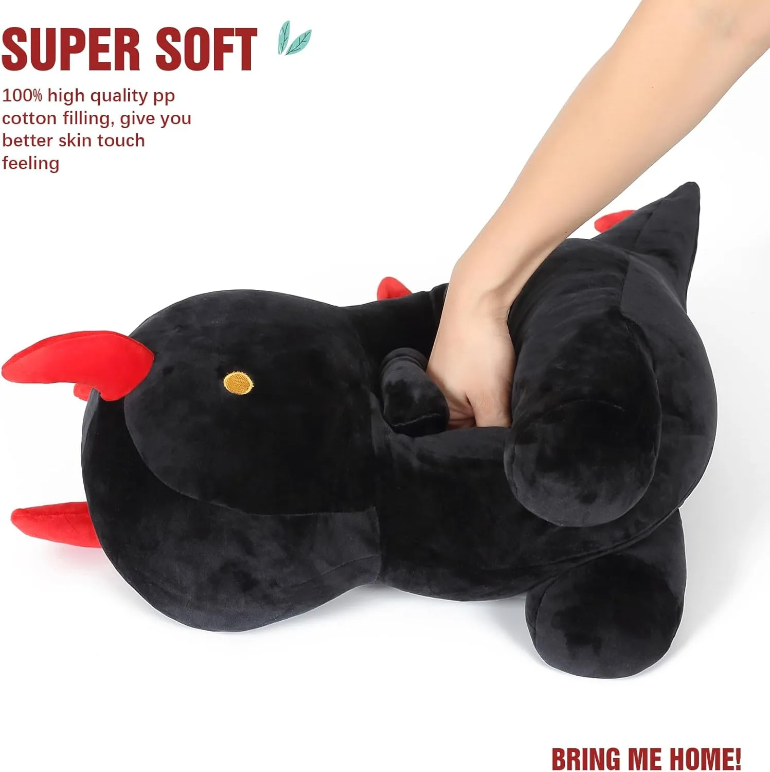 Ditucu Cute Dinosaur Plush 16 inch Large Dino Stuffed Animals Plushies Toys Super Soft Dolls Birthday Gifts for Kids Girls Boys Black