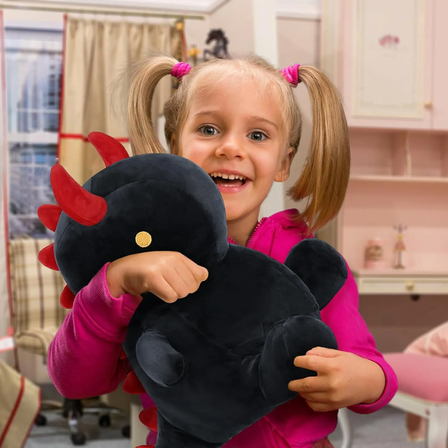 Ditucu Cute Dinosaur Plush 16 inch Large Dino Stuffed Animals Plushies Toys Super Soft Dolls Birthday Gifts for Kids Girls Boys Black