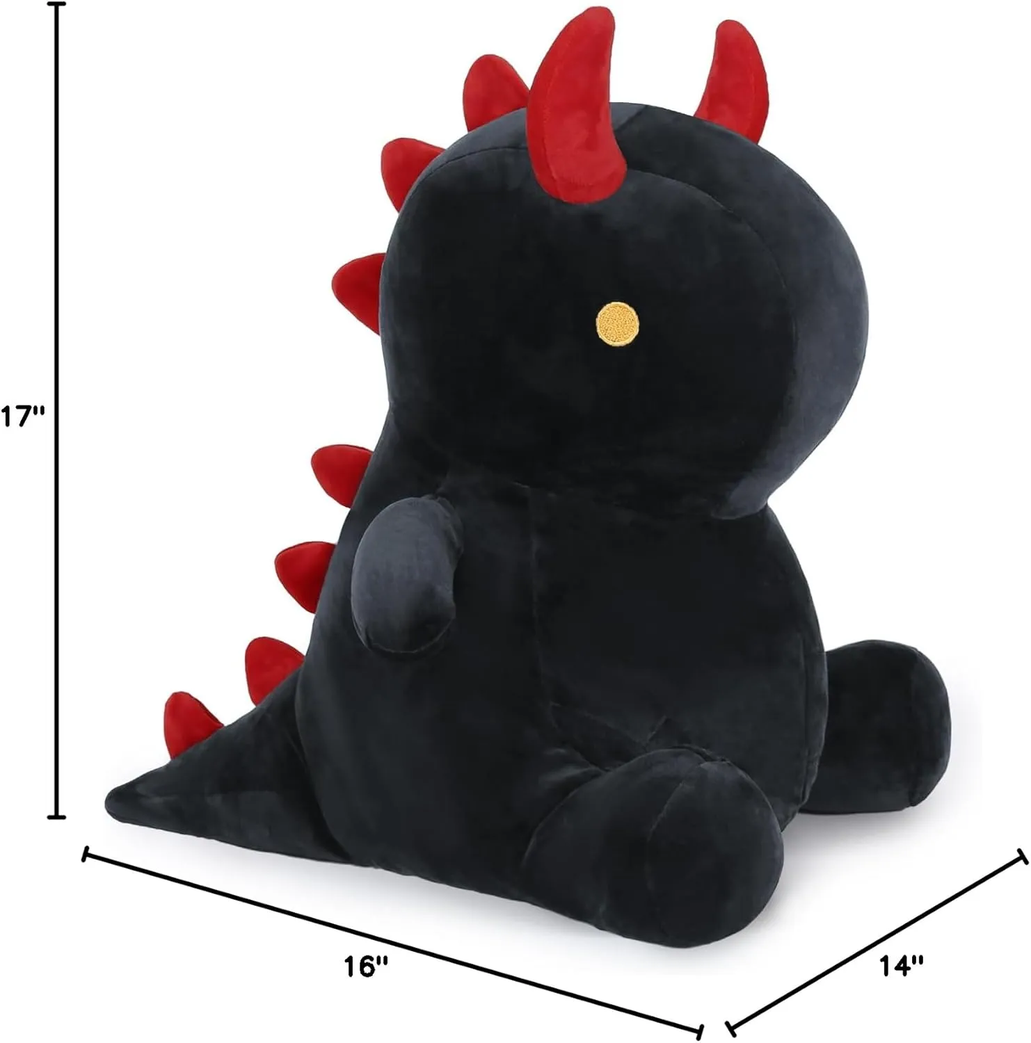 Ditucu Cute Dinosaur Plush 16 inch Large Dino Stuffed Animals Plushies Toys Super Soft Dolls Birthday Gifts for Kids Girls Boys Black