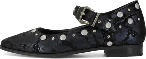 DOEYG Studded Mary Janes Ballet Flats Shoes for Women Square Toe Mary Jane Shoes Dressy Casual Ballerina Shoes with Buckle Strap