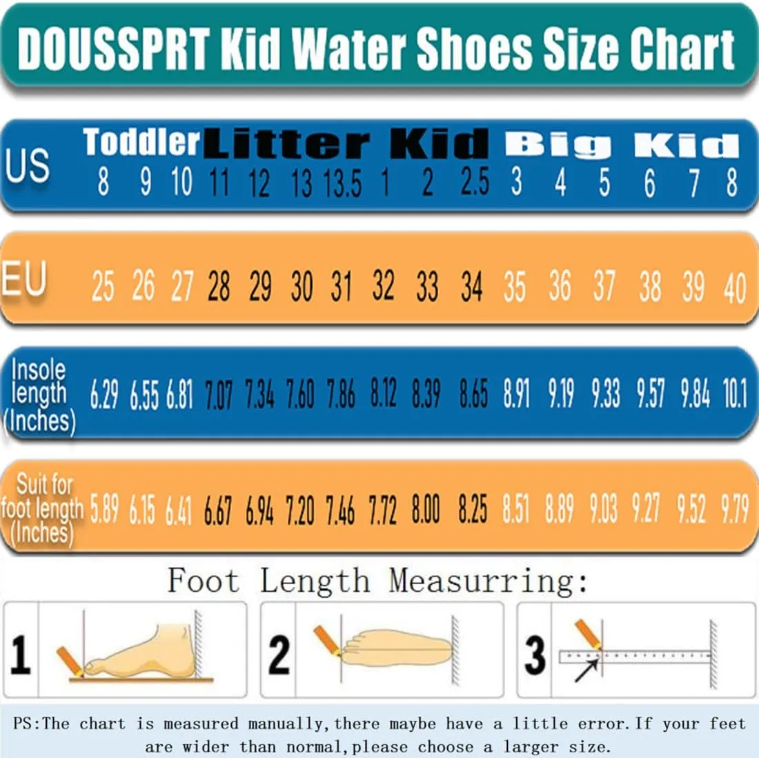DOUSSPRT Water Shoes for Kids Boys Girls Quick Dry Beach Sports Swim Pool Aqua Shoes for Toddler/Little Kid/Big Kid