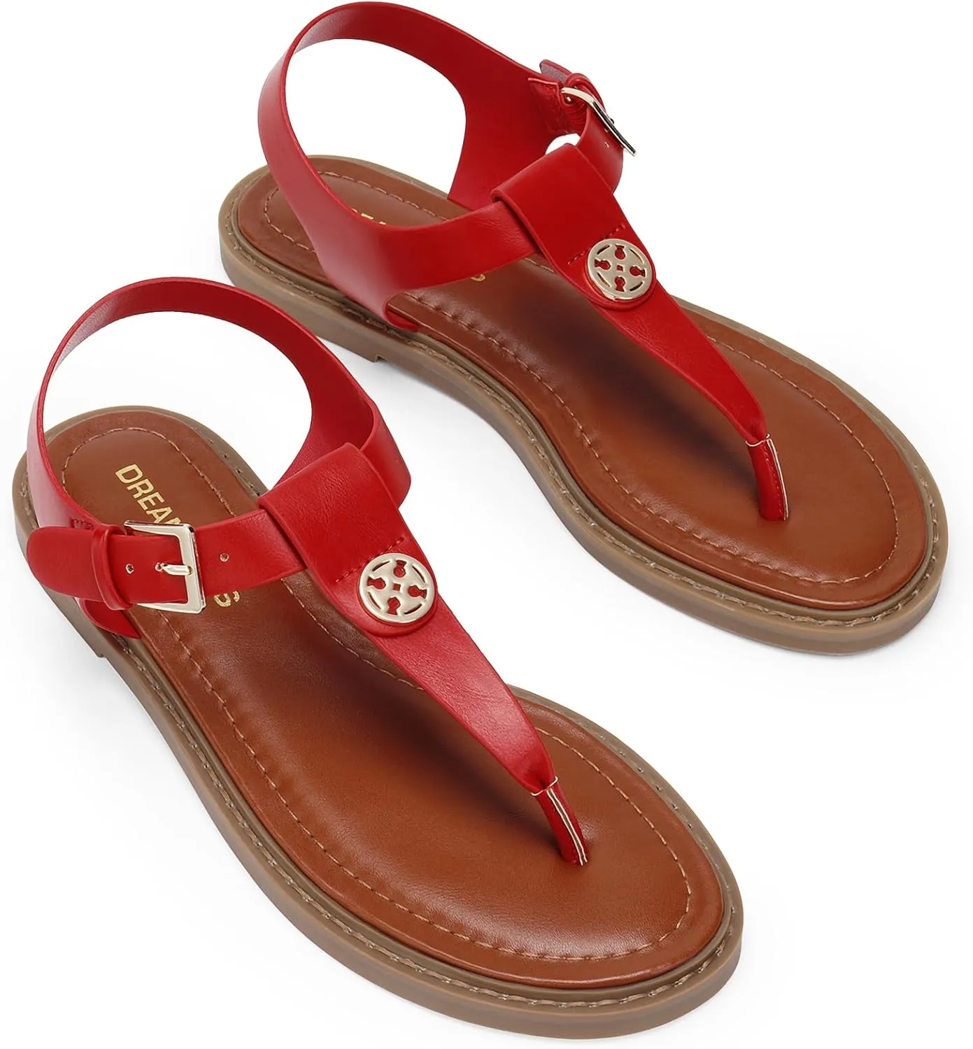 DREAM PAIRS Dressy T-Strap Flat Thong Sandals for Women Comfort Roman Gladiator Casual Summer Beach Flip Flop Shoes with Adjustable Back Ankle Strap
