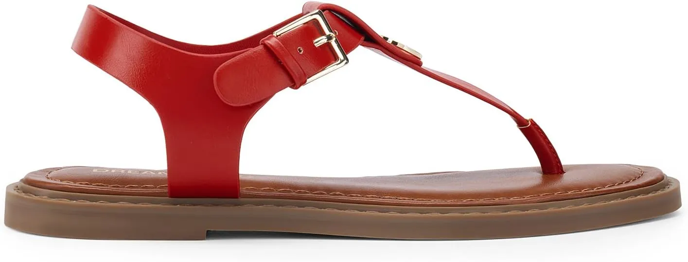 DREAM PAIRS Dressy T-Strap Flat Thong Sandals for Women Comfort Roman Gladiator Casual Summer Beach Flip Flop Shoes with Adjustable Back Ankle Strap