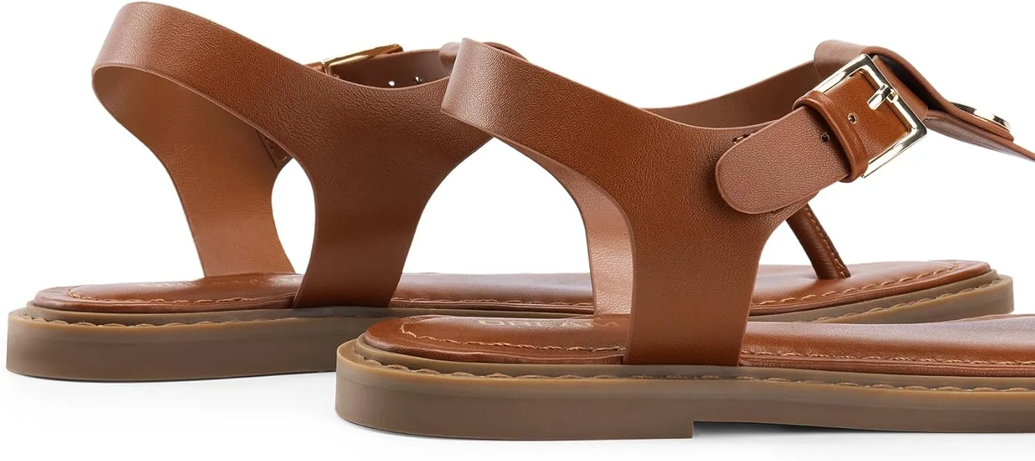 DREAM PAIRS Dressy T-Strap Flat Thong Sandals for Women Comfort Roman Gladiator Casual Summer Beach Flip Flop Shoes with Adjustable Back Ankle Strap