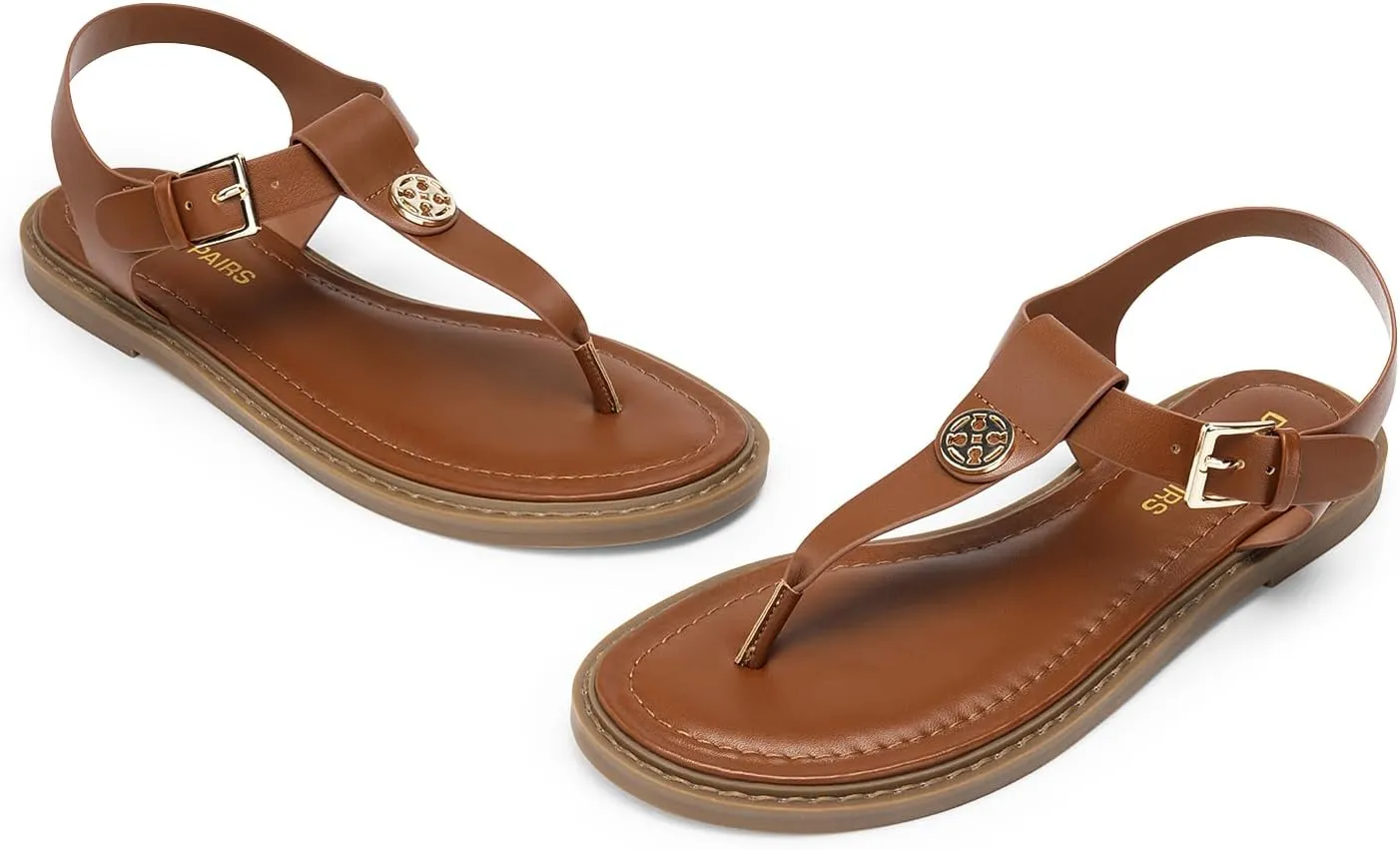 DREAM PAIRS Dressy T-Strap Flat Thong Sandals for Women Comfort Roman Gladiator Casual Summer Beach Flip Flop Shoes with Adjustable Back Ankle Strap