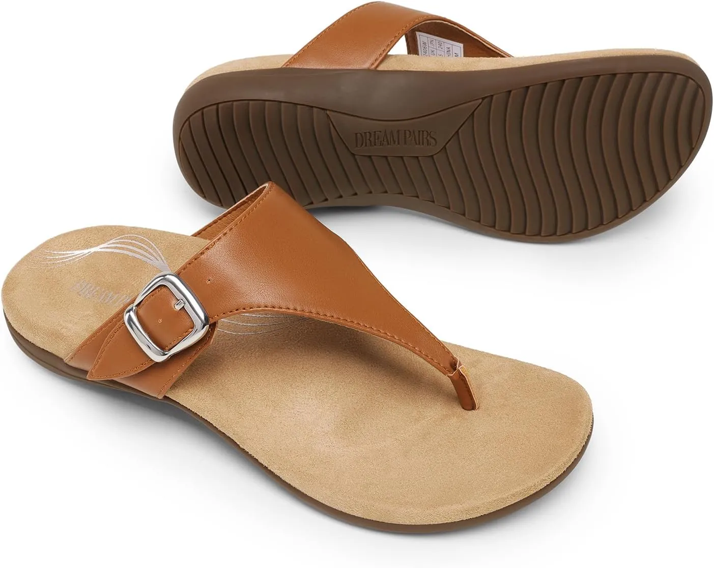 DREAM PAIRS Flip Flops for Women, Arch Support Orthotic Comfortable Soft Summer Slip On Thong Sandals