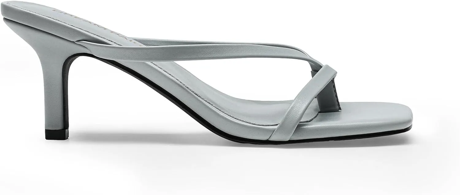 DREAM PAIRS Heels for Women Flip Flops Kitten Low Heels Open Square Toe Thong Heeled Sandals, Sexy Fashion Comfort Shoes for Party Casual Slides