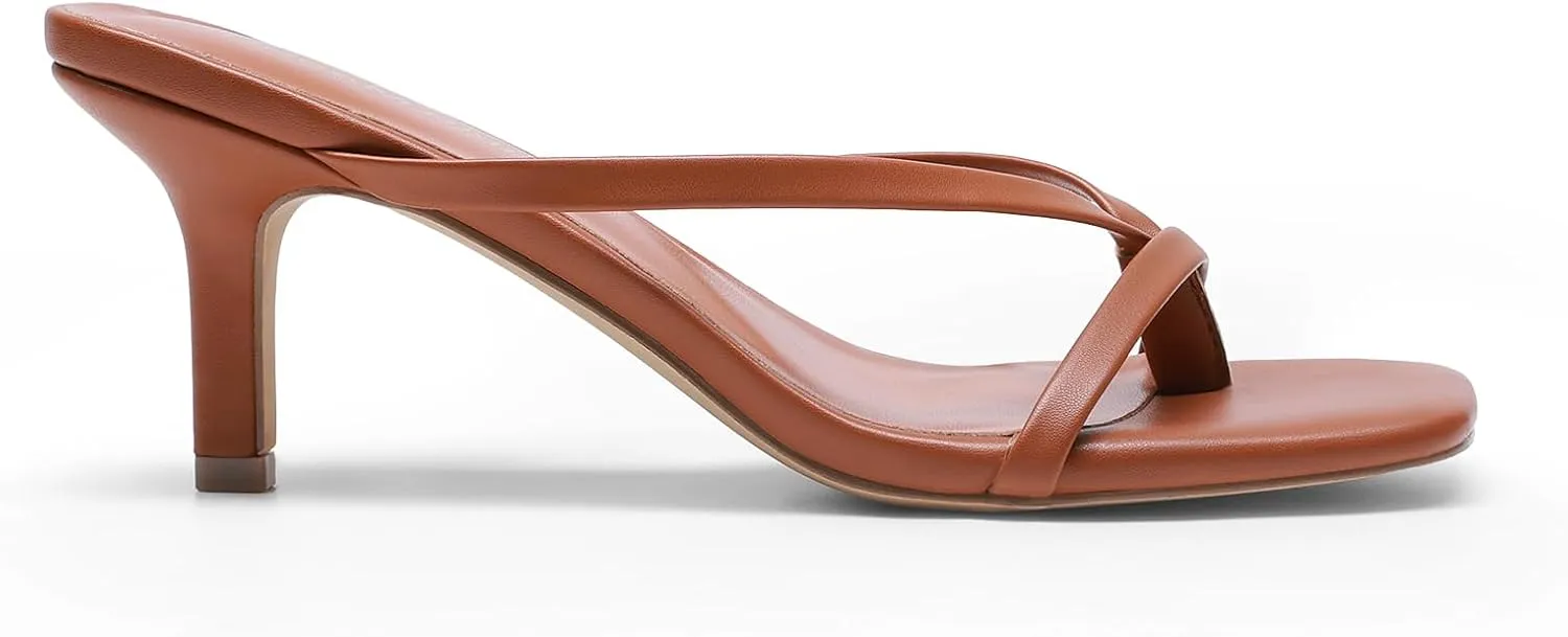 DREAM PAIRS Heels for Women Flip Flops Kitten Low Heels Open Square Toe Thong Heeled Sandals, Sexy Fashion Comfort Shoes for Party Casual Slides