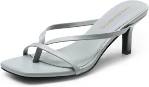 DREAM PAIRS Heels for Women Flip Flops Kitten Low Heels Open Square Toe Thong Heeled Sandals, Sexy Fashion Comfort Shoes for Party Casual Slides