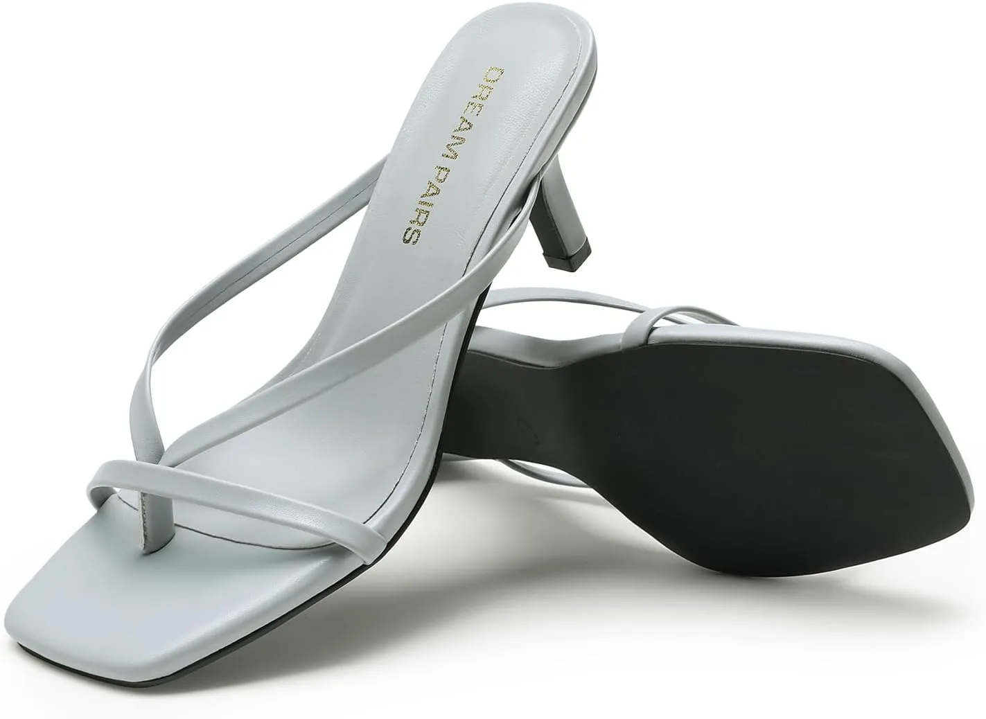 DREAM PAIRS Heels for Women Flip Flops Kitten Low Heels Open Square Toe Thong Heeled Sandals, Sexy Fashion Comfort Shoes for Party Casual Slides