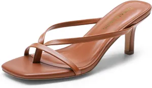 DREAM PAIRS Heels for Women Flip Flops Kitten Low Heels Open Square Toe Thong Heeled Sandals, Sexy Fashion Comfort Shoes for Party Casual Slides