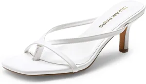 DREAM PAIRS Heels for Women Flip Flops Kitten Low Heels Open Square Toe Thong Heeled Sandals, Sexy Fashion Comfort Shoes for Party Casual Slides