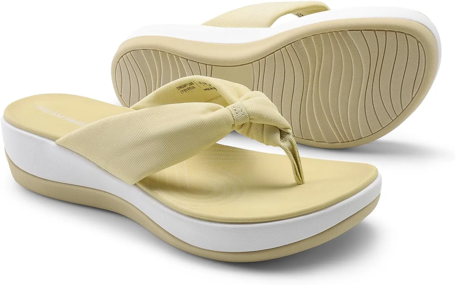 DREAM PAIRS Platform Flip Flops for Women Cushioned Thong Sandals with Soft Eva Foam Insole Lightweight Lycra fabric Comfort Dressy Slides Slippers for Summer Beach