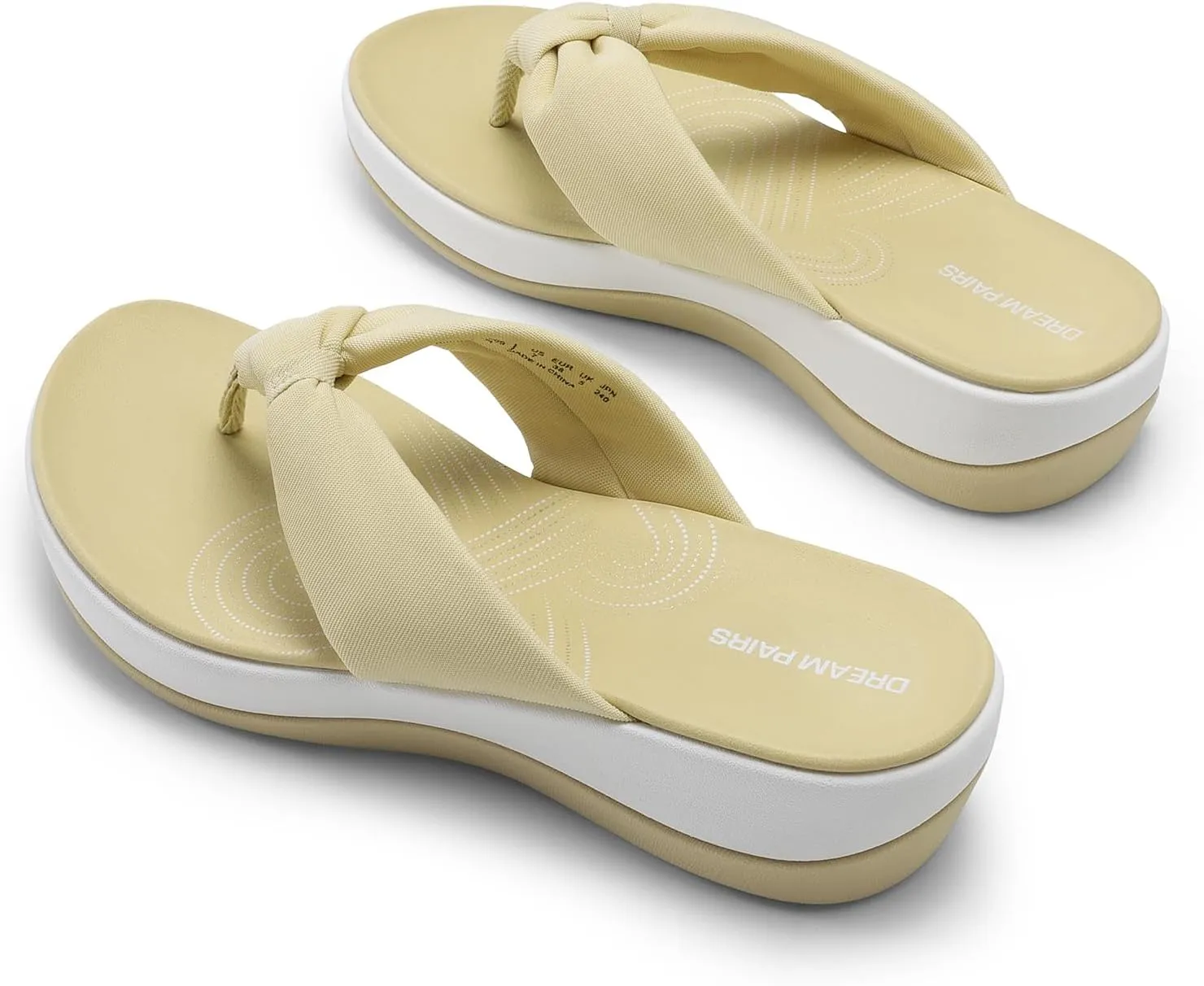 DREAM PAIRS Platform Flip Flops for Women Cushioned Thong Sandals with Soft Eva Foam Insole Lightweight Lycra fabric Comfort Dressy Slides Slippers for Summer Beach