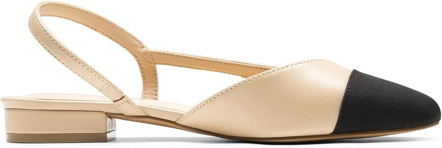 DREAM PAIRS Slingback Ballet Flats for Women Square Cap Toe Low Heel Dress Shoes Comfortable Work Flats for Office Party Wedding Business Casual