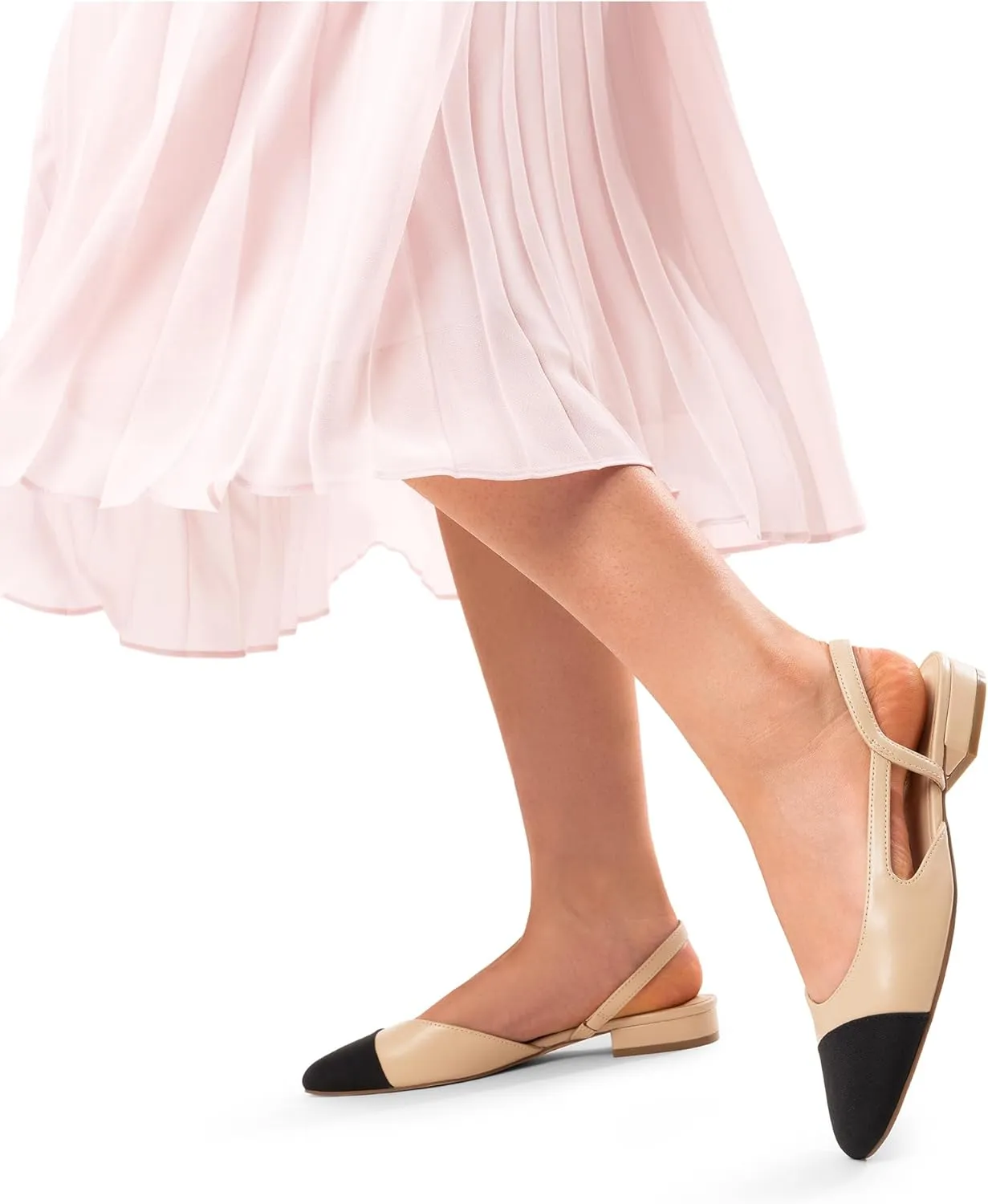 DREAM PAIRS Slingback Ballet Flats for Women Square Cap Toe Low Heel Dress Shoes Comfortable Work Flats for Office Party Wedding Business Casual