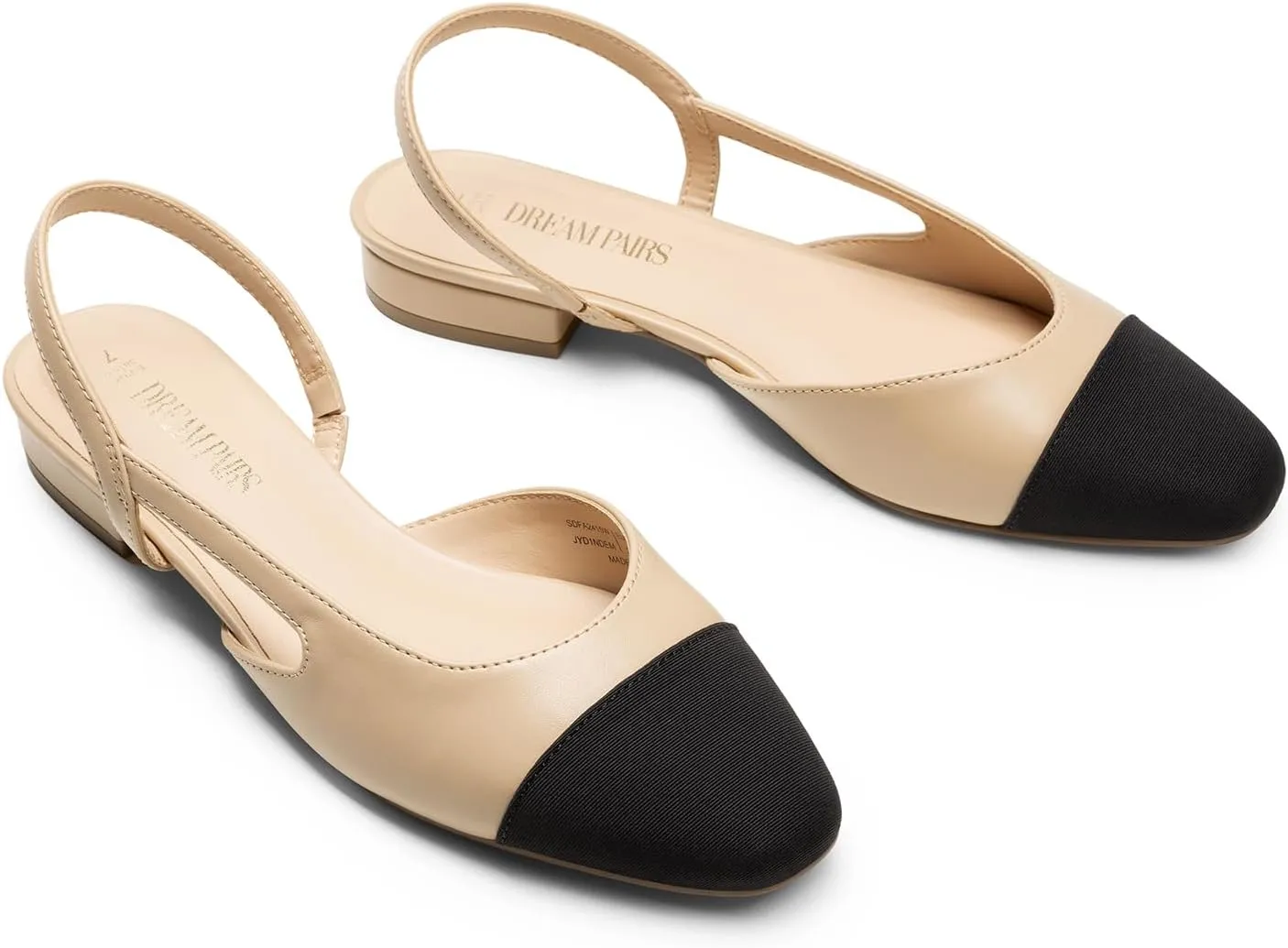 DREAM PAIRS Slingback Ballet Flats for Women Square Cap Toe Low Heel Dress Shoes Comfortable Work Flats for Office Party Wedding Business Casual