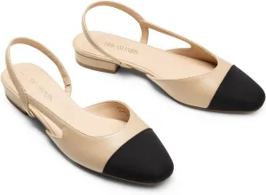 DREAM PAIRS Slingback Ballet Flats for Women Square Cap Toe Low Heel Dress Shoes Comfortable Work Flats for Office Party Wedding Business Casual