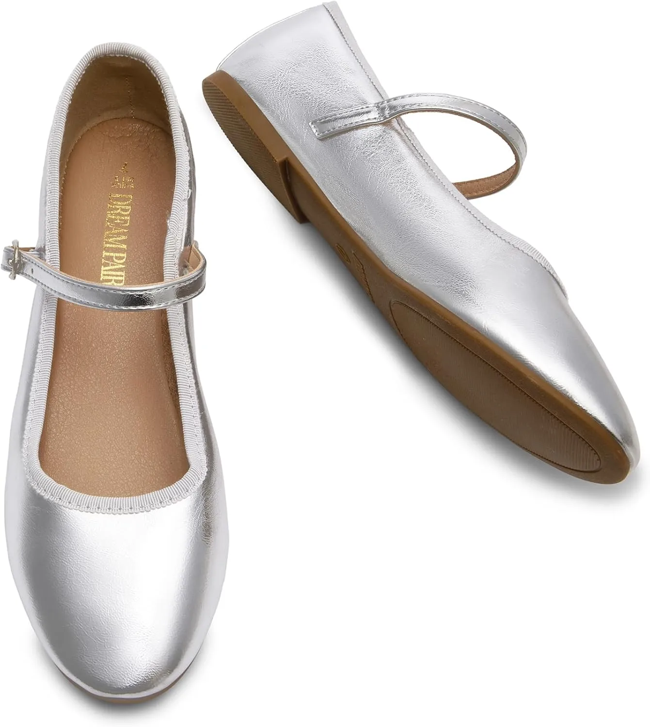 DREAM PAIRS Women's Ballet Flats Mary Jane Shoes, Round Toe Comfortable Dressy Casual Slip-on Work Daily Soft Flat Shoes