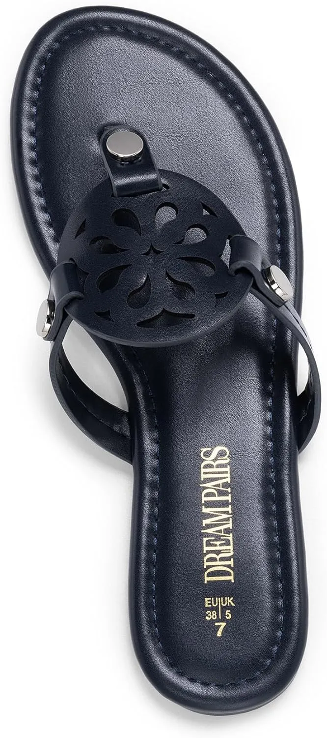 DREAM PAIRS Women's Flip Flops Comfortable Soft Cushion Slide Slip on Summer Beach Thong Flat Sandals