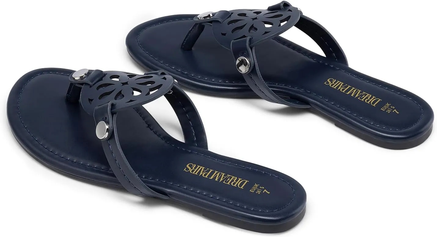 DREAM PAIRS Women's Flip Flops Comfortable Soft Cushion Slide Slip on Summer Beach Thong Flat Sandals