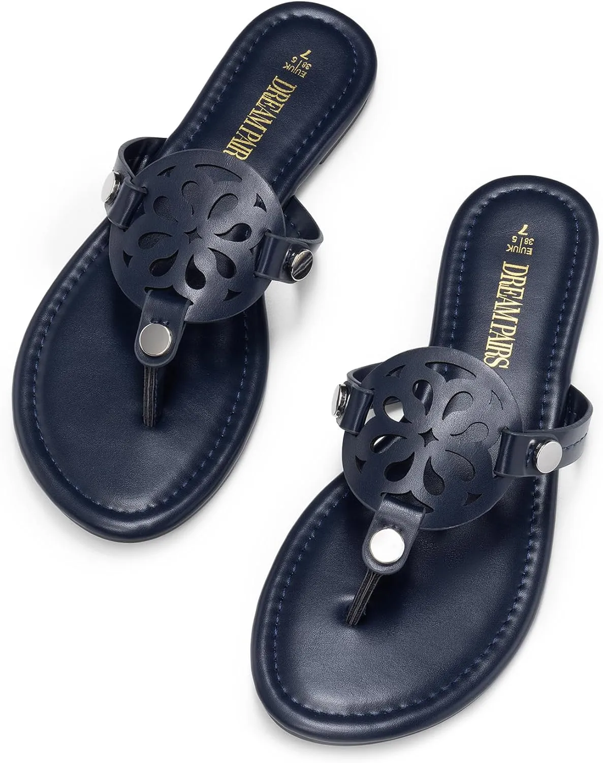 DREAM PAIRS Women's Flip Flops Comfortable Soft Cushion Slide Slip on Summer Beach Thong Flat Sandals