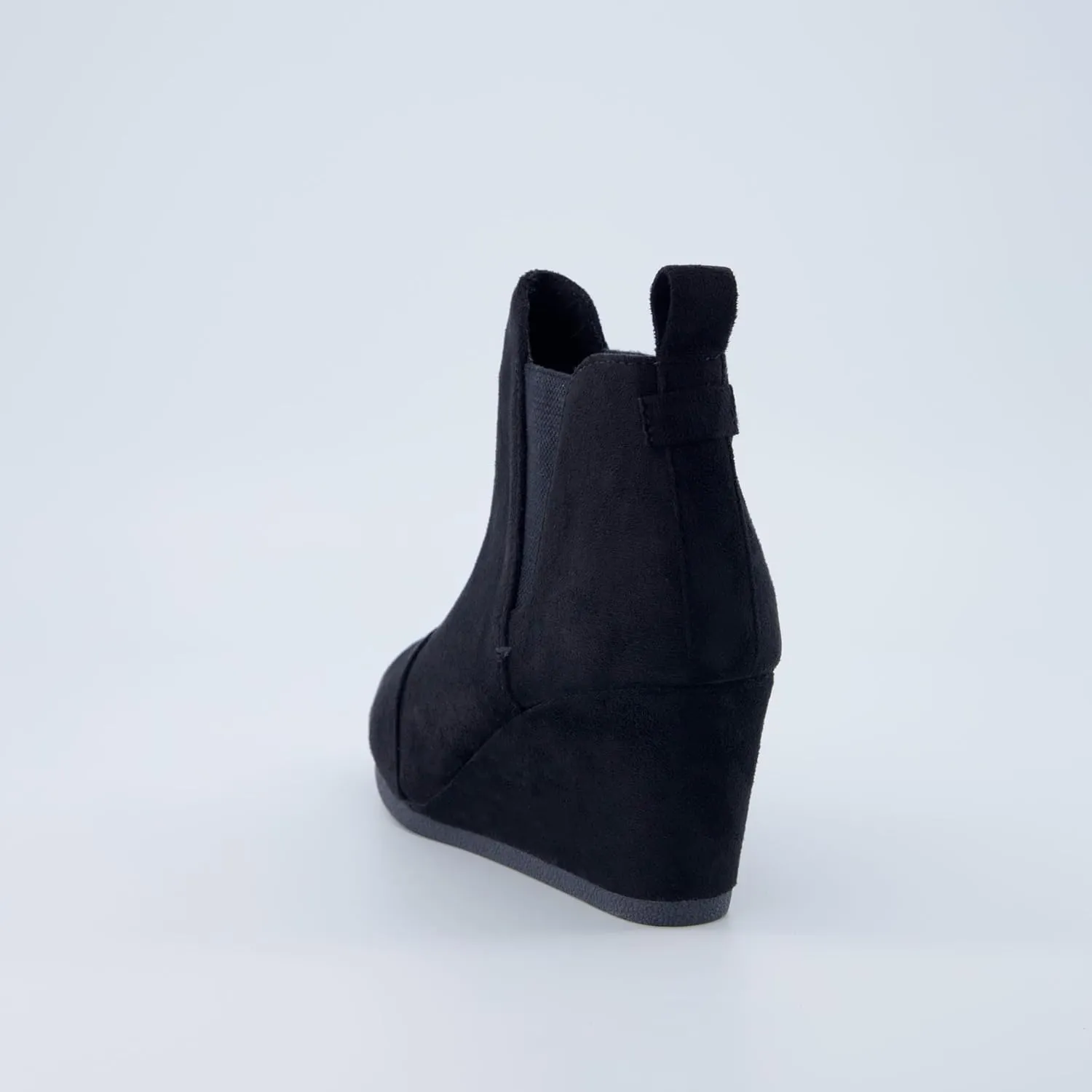 Dunes Women's Zoey Wedge Bootie, Soft Vegan Suede, Easy Slip-On Design, Memory Foam, Wide Widths Available