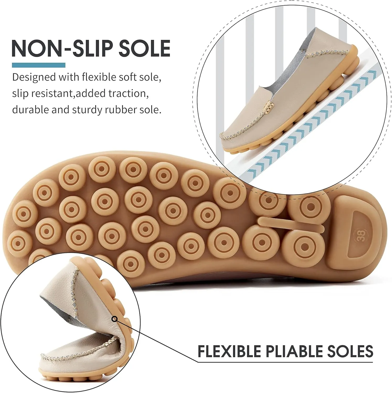 DUOYANGJIASHA Women's Comfortable Loafers Casual Round Toe Moccasins Wild Driving Flats Soft Walking Shoes Women Slip On