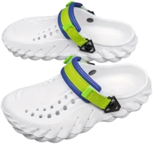 Echo Men's Cloud Clogs, White/Green EVA Platform Shoes, Non-Slip Hollow Out Design