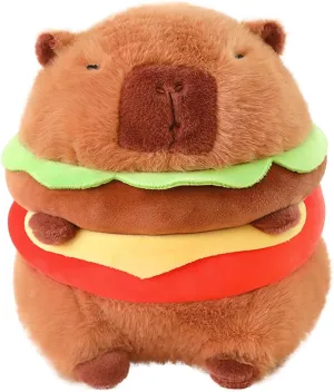 ELAINREN Kawaii Hamburger Guinea Pig Plush Toy Ultra-Soft Cheeseburger Capybara Stuffed Animals Dolls Gifts/11.8''