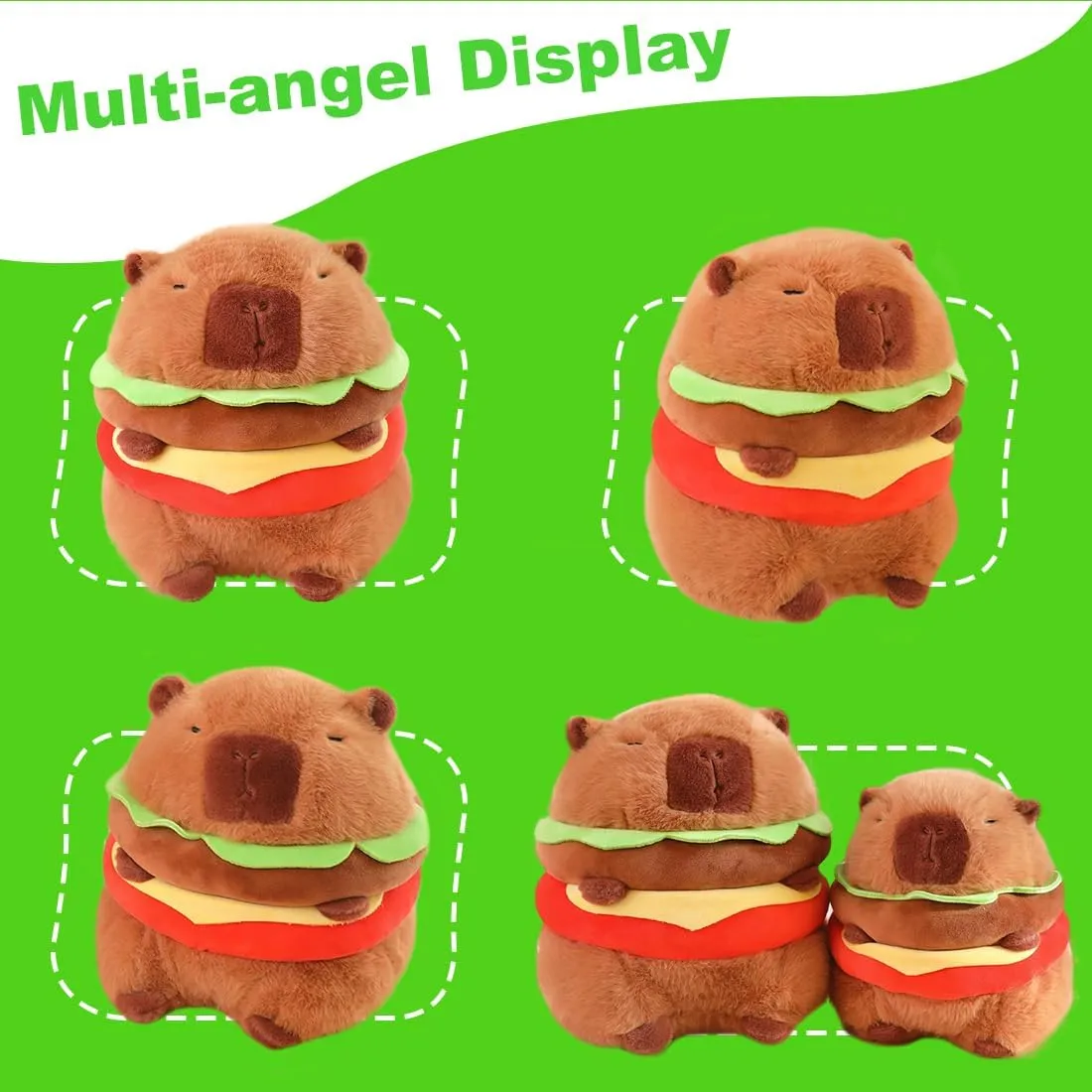 ELAINREN Kawaii Hamburger Guinea Pig Plush Toy Ultra-Soft Cheeseburger Capybara Stuffed Animals Dolls Gifts/11.8''