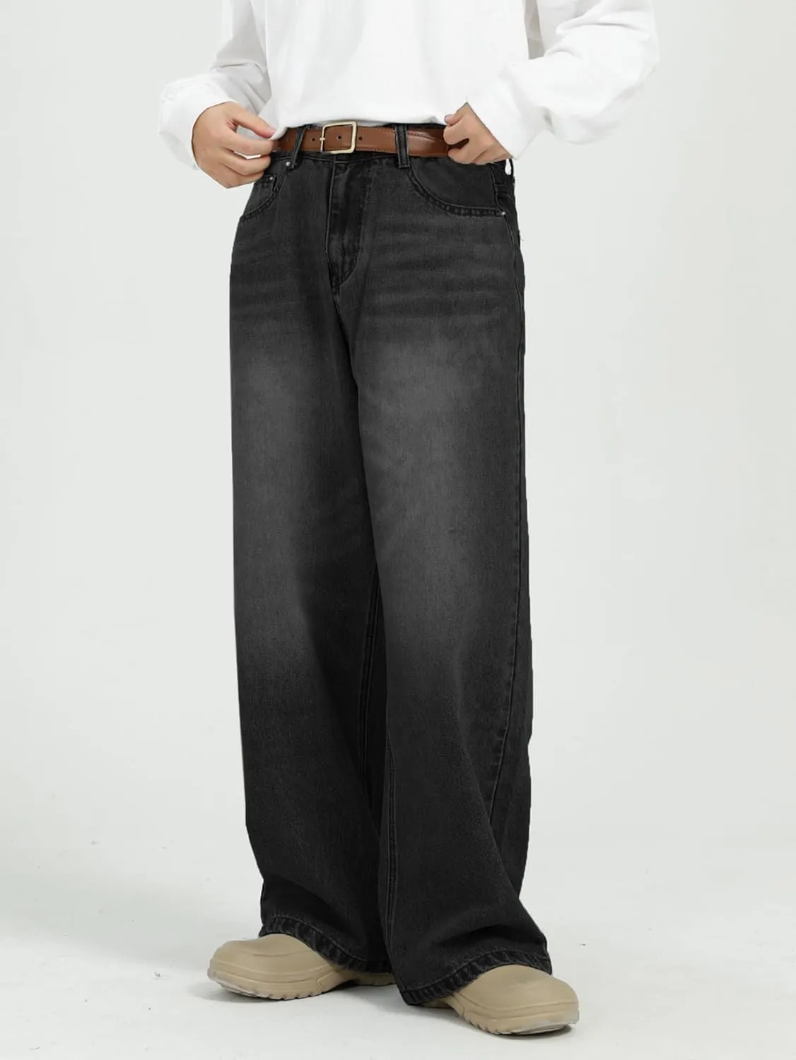 EMMIOL Mens Baggy Hip Hop Jeans Loose Fit Long Denim Pants Casual Trousers Streetwear