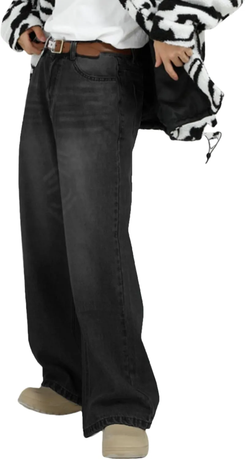 EMMIOL Mens Baggy Hip Hop Jeans Loose Fit Long Denim Pants Casual Trousers Streetwear