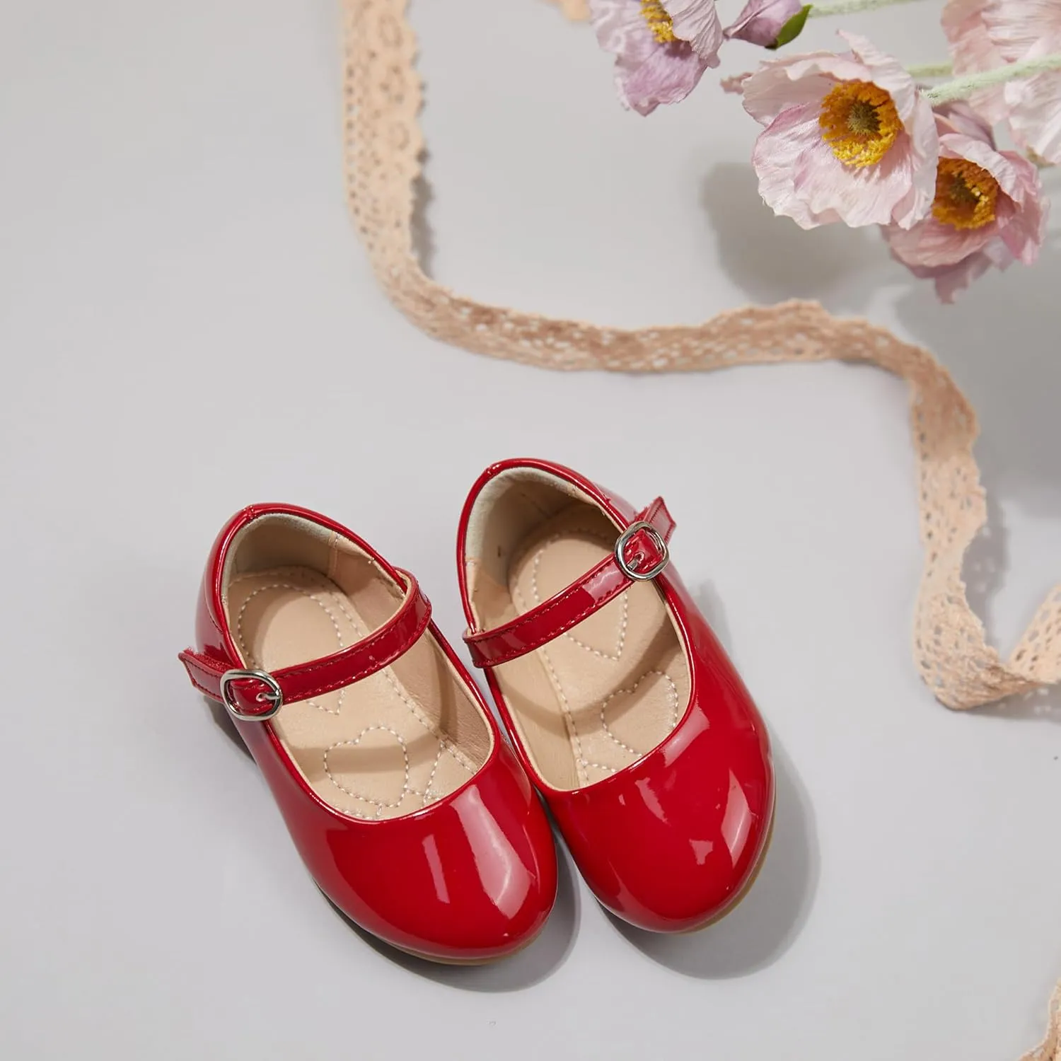 ESTINE Mary Jane Flats for Toddler Girls Little Kids Glittery Dress Princess Wedding Ballet Shoes