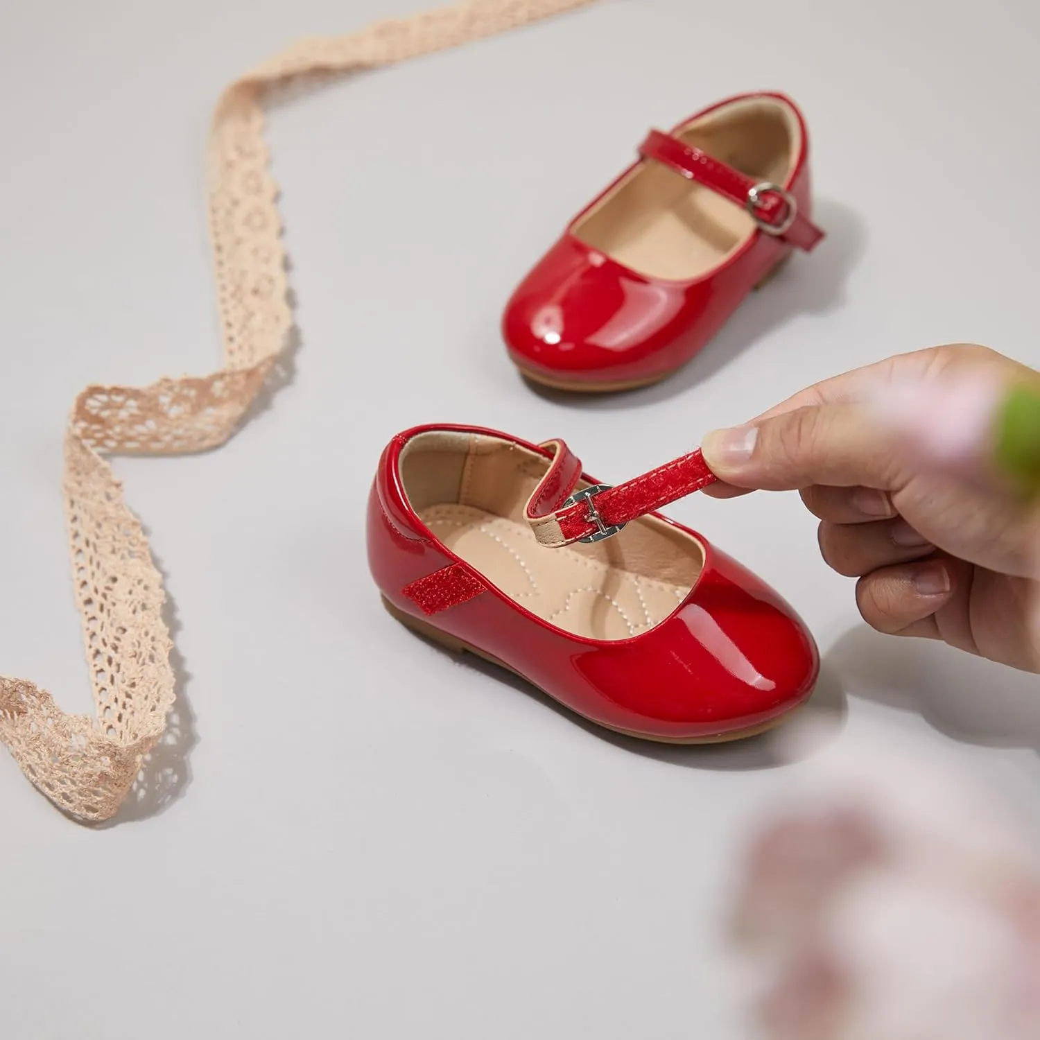 ESTINE Mary Jane Flats for Toddler Girls Little Kids Glittery Dress Princess Wedding Ballet Shoes