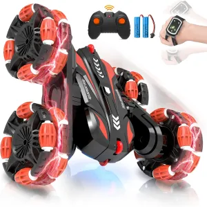 Eulogia Gesture Sensing RC Stunt Car for Kids, Double Sided 360° Flips & Rotating, 40  Mins Playtime, Durable Off-Road Remote Control Car Toys Gifts for Boys Girls Age 5-12 (Red)