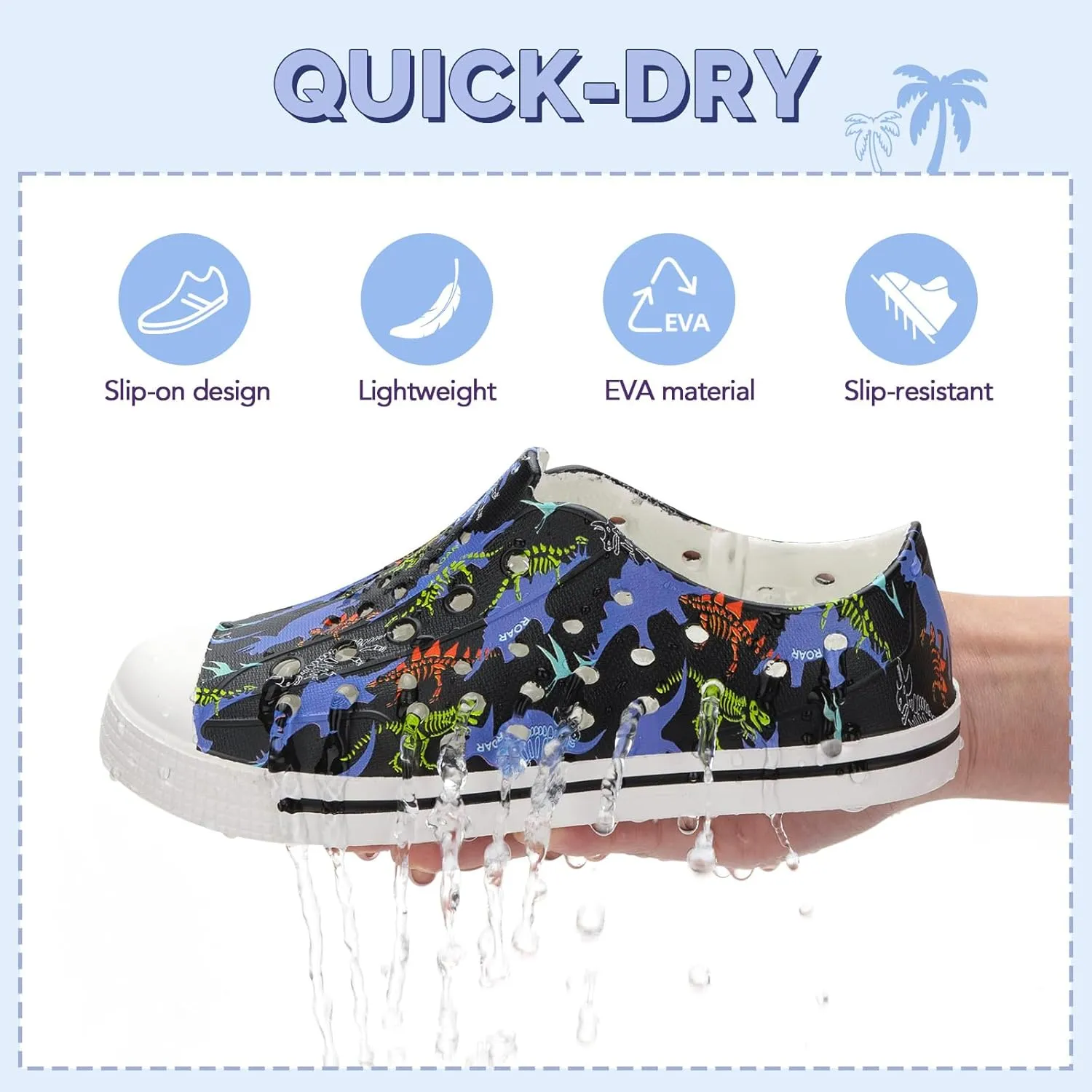 EUXTERPA Toddler Water Shoes for Kids Boys Girls Summer Lightweight Slip On Sandals Children Breathable Quick Dry Pool Beach Sneakers
