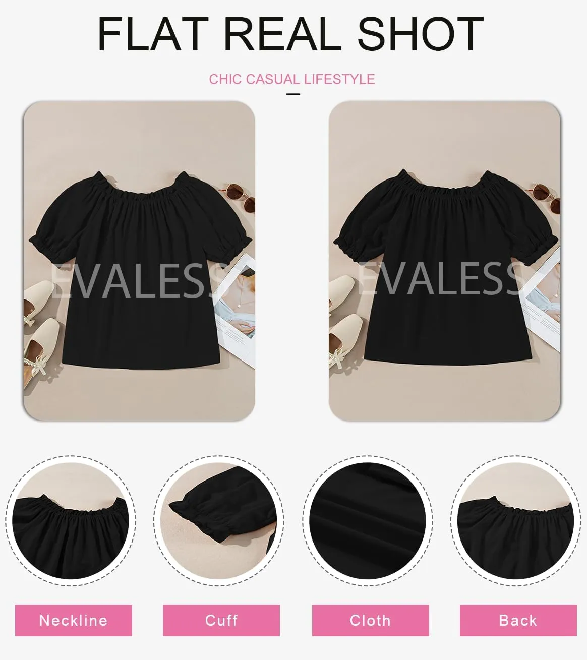 EVALESS Womens Tops Off The Shoulder Blouses for Women Dressy Casual Cute Puff Sleeve T Shirts Fashion 2025